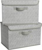 GRANNY SAYS Storage Boxes with Lids, Fabric Storage Bins, Keepsake Box, Closet Organizers and Storage, Gray, 2-Pack