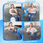 HABUTWAY 4FT Bean Bag Chair,Giant Bean Bag Chairs for Adults,Big Bean Bags with Memory Foam Filled, Large Beanbag Chairs with Soft Corduroy Cover-Grey