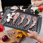 BBQ Tray for Raw Meat Prep and Cooked Food, Grill Prep and Serve Trays, Melamine Serving Trays and Platters for Food, Unbreakable Party Tray, Set of 2, Black and Red