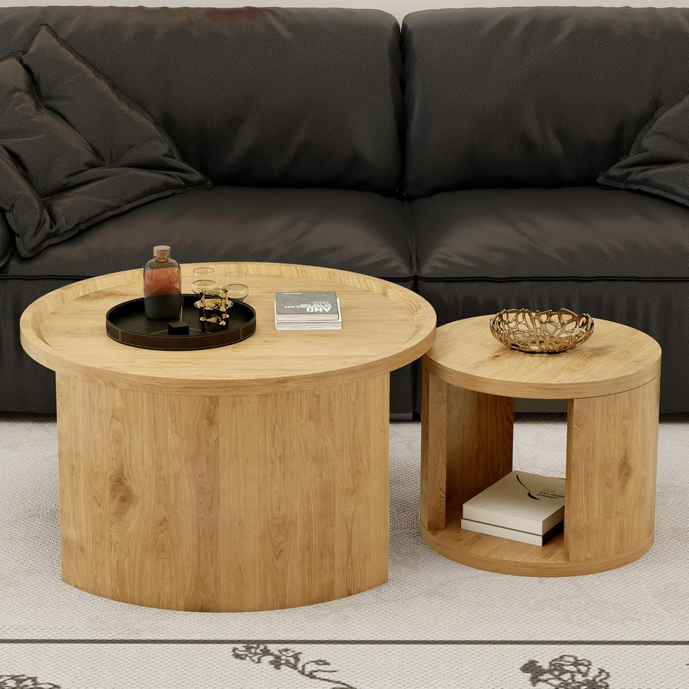 32" Anti-Slip Nesting Tables, Nesting Side Tables with Smooth Wood top, ...