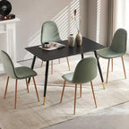 Home Kitchen Dining Room Set for 4, 5 PCS Dining Table Set, 47" Oblong Kitchen Table with MDF Black Wooden Borad and 4 Seated Upholstered Dining Chair Velvet for Dining Hall, Apartment