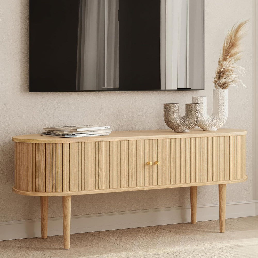 WERMO 55'' TV Stand with Storage and Shelves for 32-60 inch TV. Wood ...