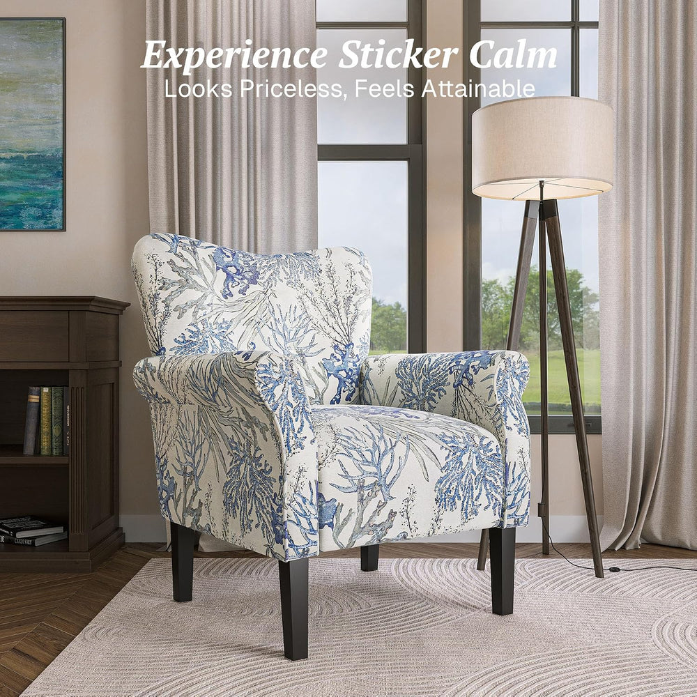 BELLEZE Modern Accent Chair for Living Room, High Back Linen Armchair with Wo...