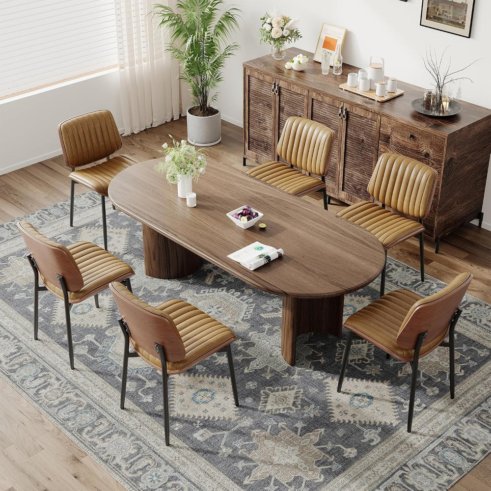 MALOL Leather Dining Chairs Set of 6, Modern Upholstered Dining Room Kitchen ...