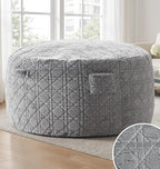 5FT Bean Bag Chair Oversized Bean Bags for Adults Large Bean Bag Beanbag Chair Washable Cover Quilted Plush Bean Bags Giant Memory Foam Bean Bag Chairs for Adults Pocket Bedrooms Living Room (Grey)