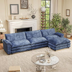 Furniwell 119" Modular Couch 3-Seat Sofa with Reversible Ottoman, Cloud Couch L Shaped Sofa with Deep Seat, Chenille Sectional Couches for Living Room