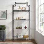 Crosley Furniture Aimee Bookshelf with Glass Shelves, Bookcase Storage, Oil-Rubbed Bronze