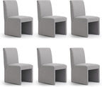 Grey Upholstered Dining Chairs Set of 6, Kitchen & Dining Room Chairs, Mid Century Modern Chairs, Linen Dining Chairs with Wooden Frame, Fabric