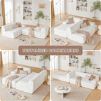 107" Modular Sectional Cloud Couch, Boneless couches Sponge sectionals for Living Room, High Density Sponges Sofa, Modular L-Shape with Chaise, White