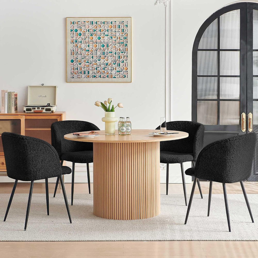 Homedot 5-Piece Modern Kitchen Dining Room Table Set for 4, 47-Inch Oak Woode...