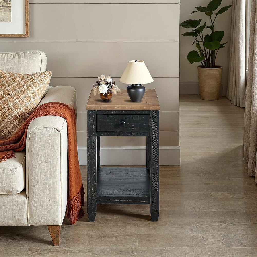 Martin Svensson Home Napa Farmhouse Chairside End Table with Charging Station...