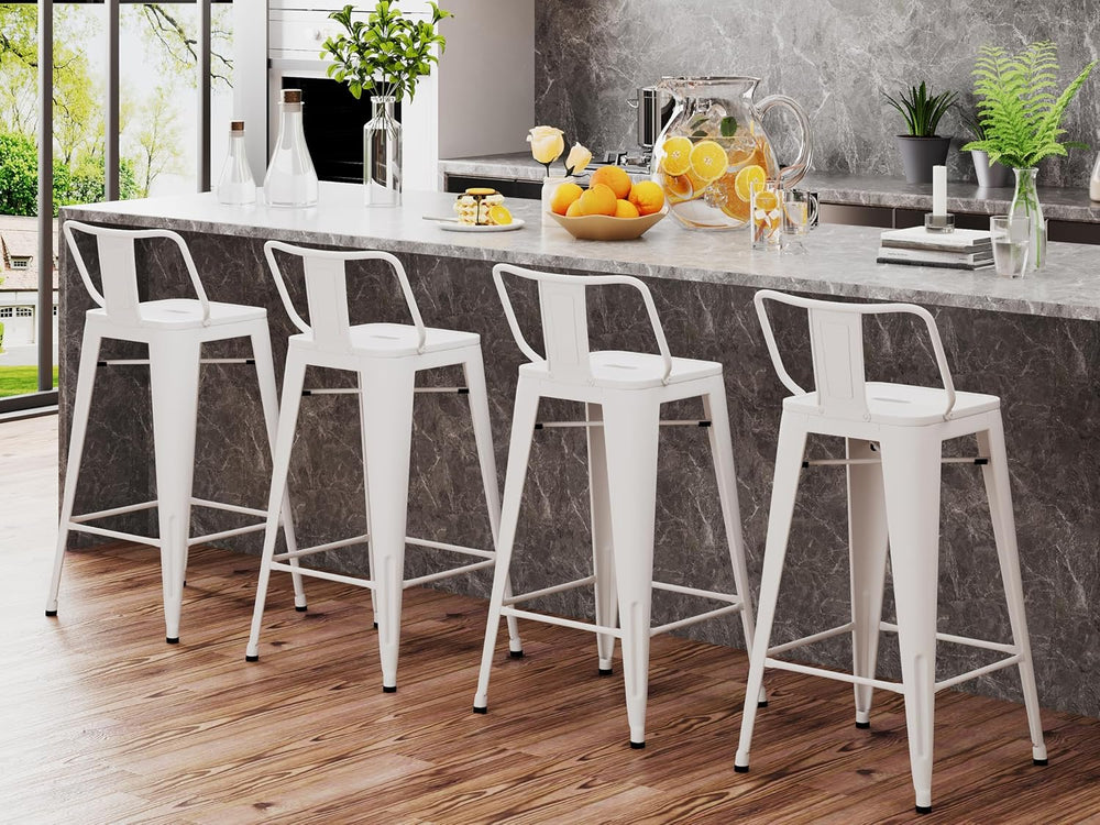 Changjie Furniture Metal Barstools Set of 4 Industrial Bar Stools with Backs,...
