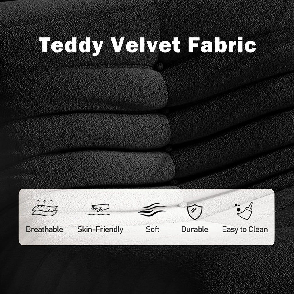 Bean Bag Chair, Memory Foam Bean Bag Sofa Large Bean Bag Chair for Adults, Bean Bag Chairs for Teens with High Density Comfortable Foam, Memory Foam Lazy Sofa for Living Room, Bedroom (Black)