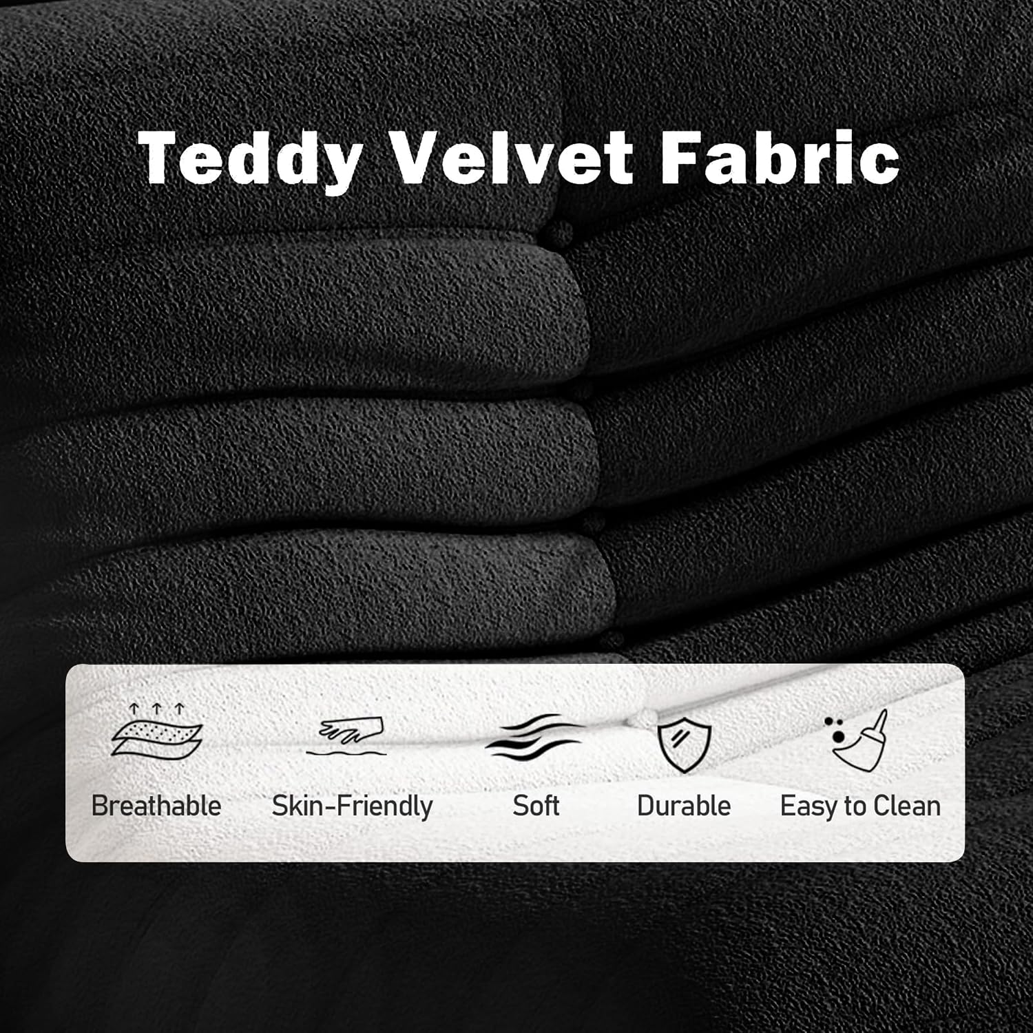 Bean Bag Chair, Memory Foam Bean Bag Sofa Large Bean Bag Chair for Adults, Bean Bag Chairs for Teens with High Density Comfortable Foam, Memory Foam Lazy Sofa for Living Room, Bedroom (Black)