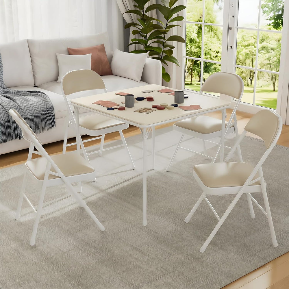 VECELO 34'' Folding Card Table Square with Soft Padded Tabletop, Port...