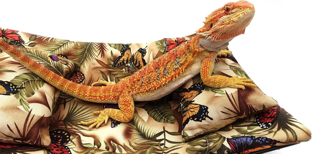 Chaise Lounge for Bearded Dragons, Butterflies and Leaves Fabric