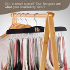 Large Bra Hanger and Bra Organizer for Closet – Tank Top Hanger Space Saving for House, Dorm, Apartment - Foldable Wooden for Closet Organizer– with 20 Hooks, Lotus Wood, Black, 2 Pack