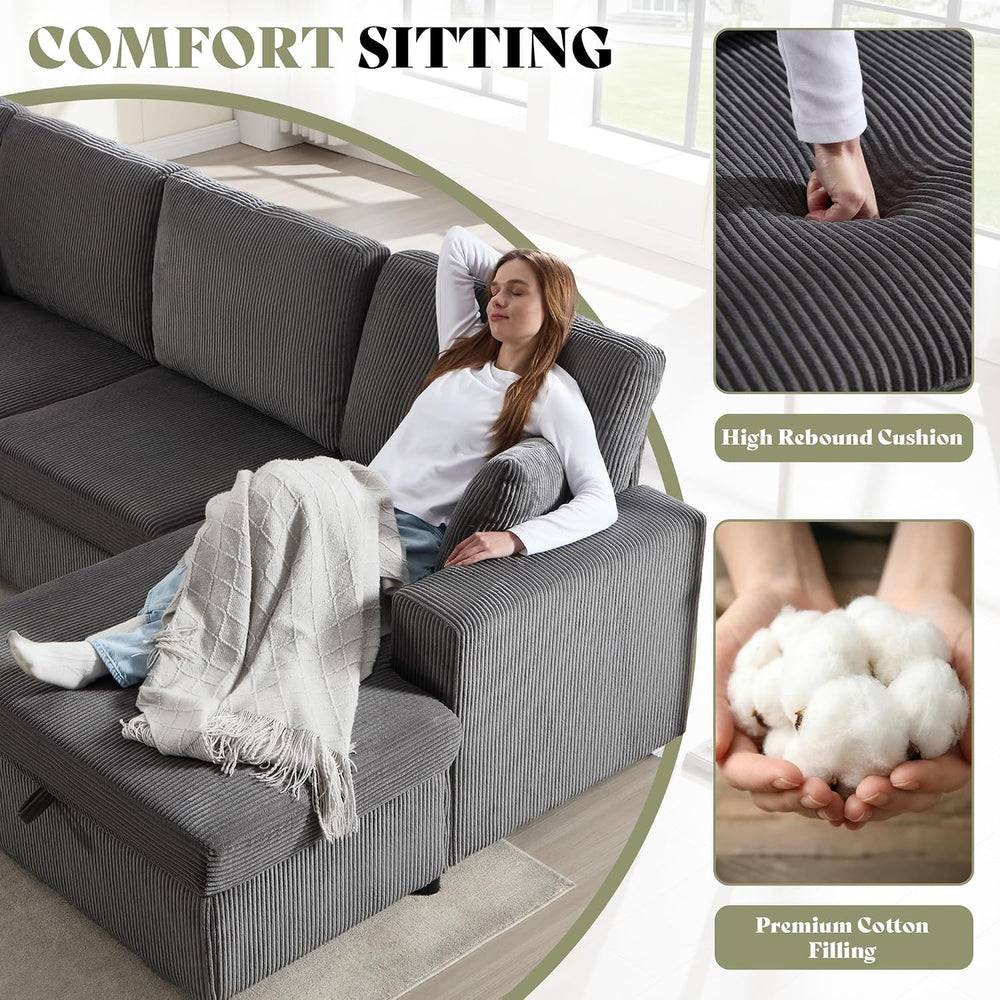 130" Sectional Couches for Living Room, Modular Sectional Sofa, Grey | S...