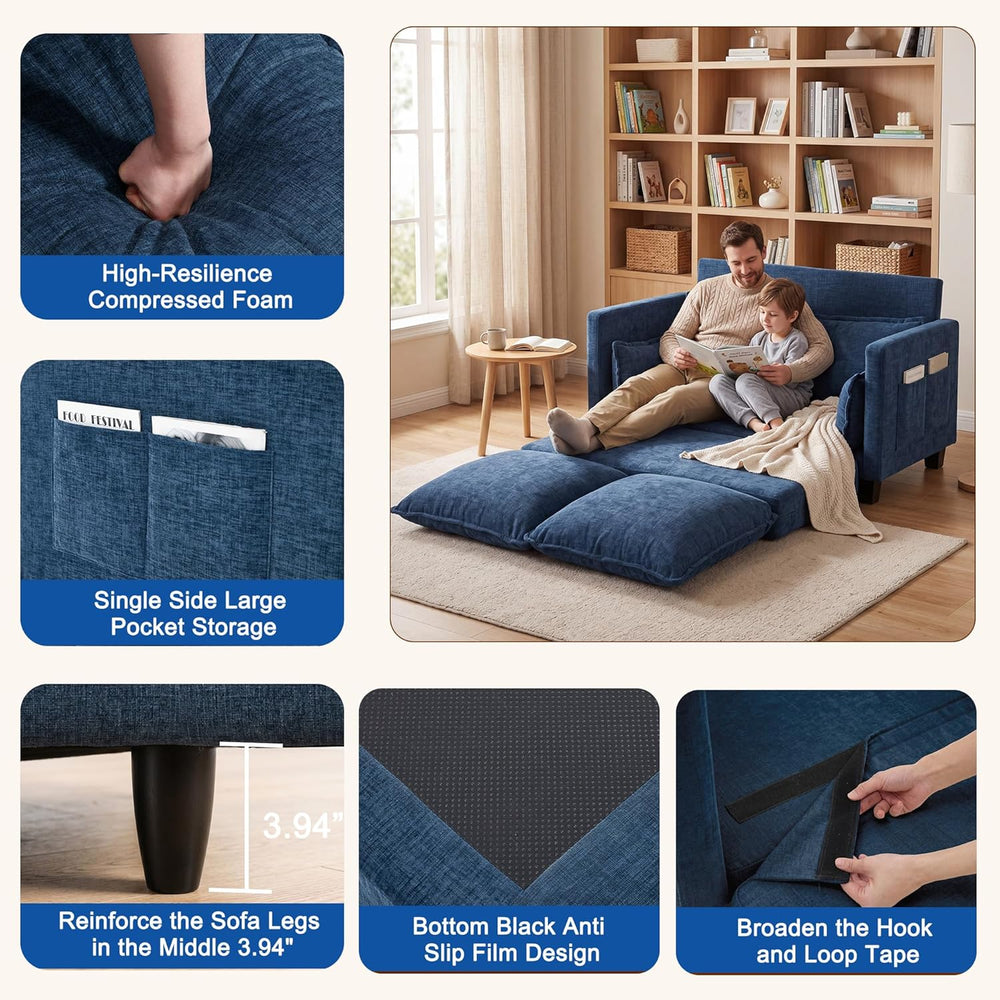 49" Loveseat Sofa Bed, 2 in 1 Convertible Small Sofa Pull Out Couch Bed ...