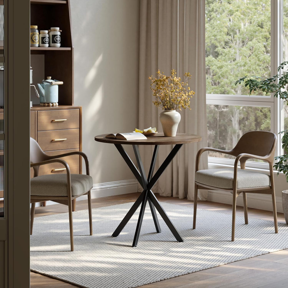 Unovivy 31.5" Small Round Dining Table for 2-4, Space Saving Circle Kitc...