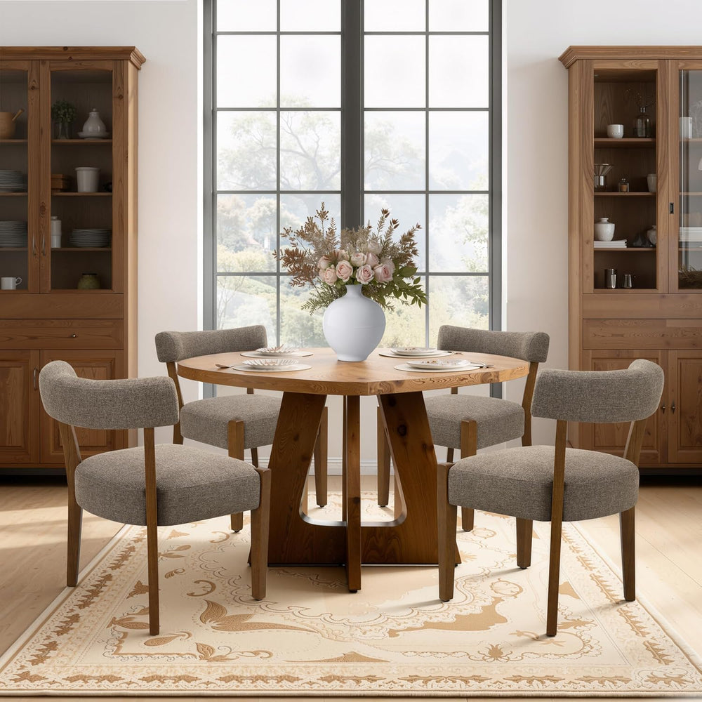 RNKSFX Upholstered Dining Chairs Set of 6, Walnut Wooden Kitchen & Dining...