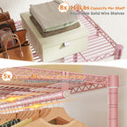 Raybee Clothes Rack,Clothing Racks for Hanging Clothes Heavy Duty,Adjustable Garment Rack with Shelves,Rolling Clothes Rack Max Load 905LBS,75" W x 77" H x 17.8" D Pink