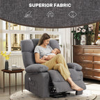 jonpony Power Lift Recliner Chair for Elderly, Big and Tall Lift Chair with Massage and Heat for Living Room, Fabric Electric Recliner Chairs with Side Pocket, USB Charge Port Grey