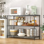 3-Shelf Adjustable Storage Shelves 36" W x 14" D x 36" H Metal Shelving Unit Heavy Duty Wire Rack Small Organizer with 3 Shelf Liners for Kitchen Pantry Bathroom Laundry Closet Garage Black