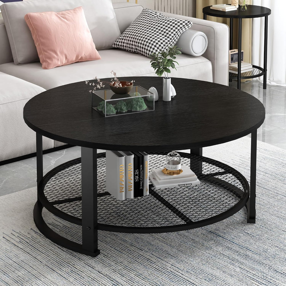 DKLGG 3-Piece Coffee Table and End Table Sets for Living Room, Round Coffee T...