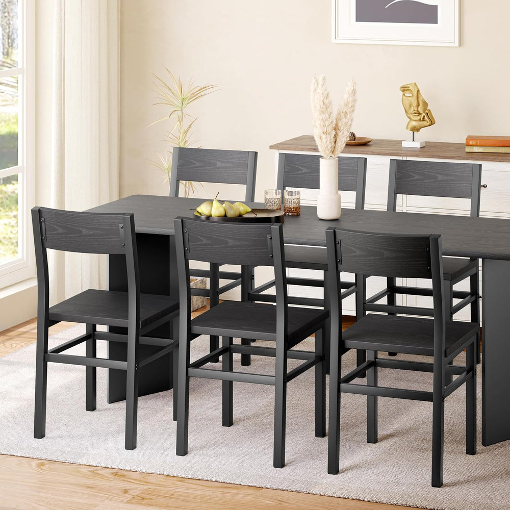 MECHYIN Black Dining Chairs Set of 6, Upgrade Farmhouse Kitchen Room Chair