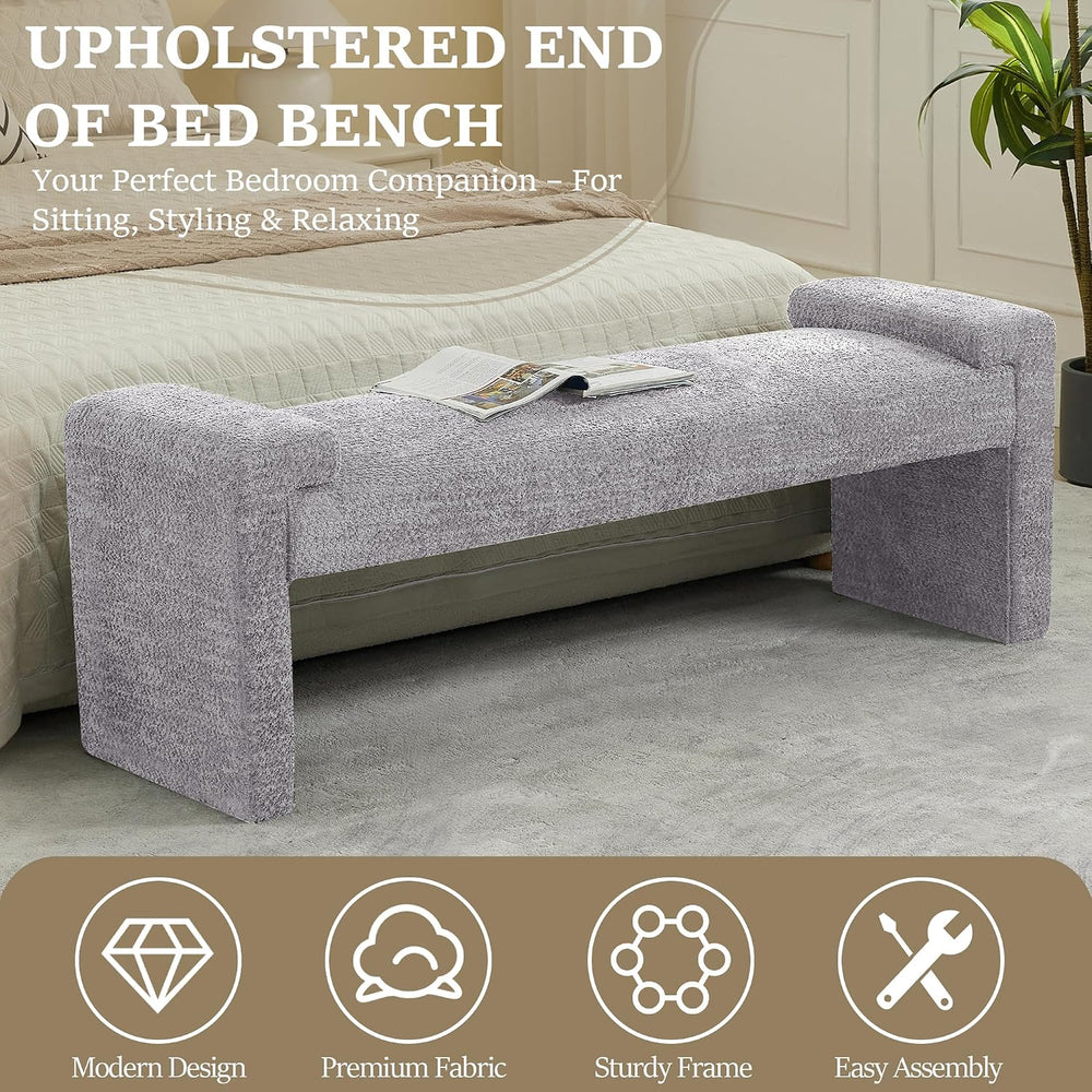 WUTUTUEE 58.7" End of Bed Bench Upholstered Modern Bedroom Bench for Liv...