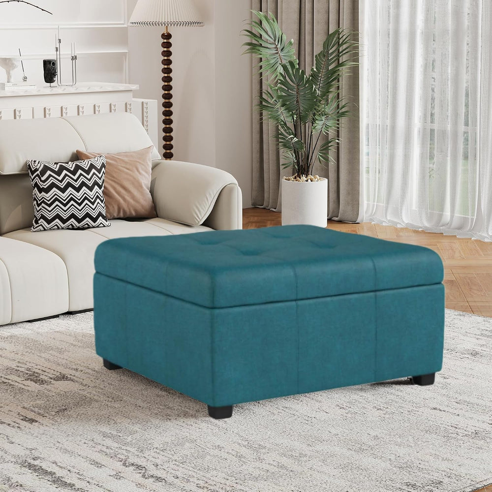 32 inch Large Square Storage Footstool Coffee Table with Lifting Platform, Am...