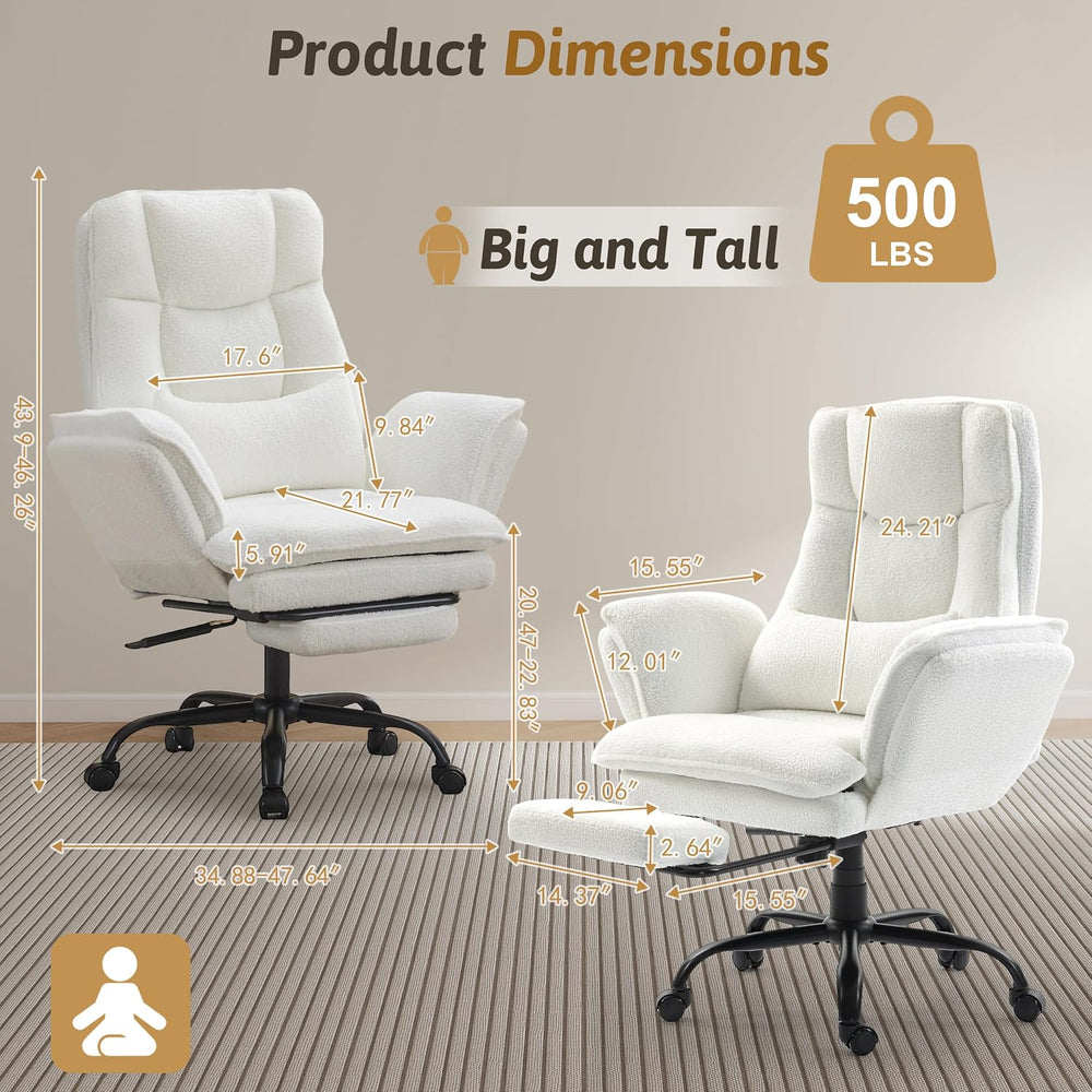 Wider Seat Office Chair with Flip Armrests for Criss Cross Legged&Cats, B...