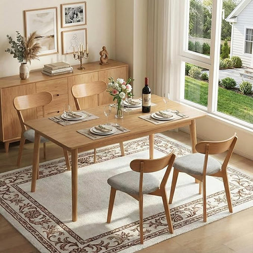 100% Solid Wood Dining Chairs,Mid Century Modern Dining Chairs with Upholstered Cushion,Kitchen,Dining Room Chairs Set of 4 (4, Original Color Grey Upholstery)