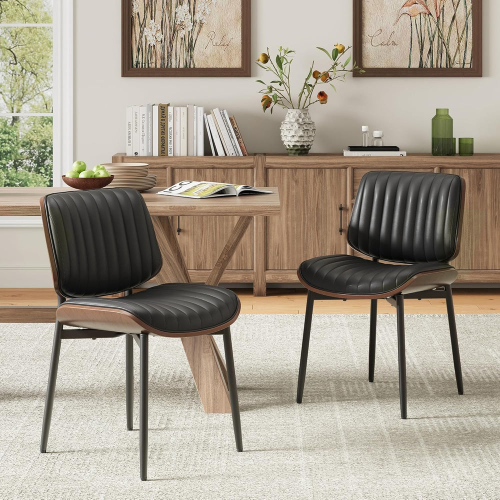 MALOL Leather Dining Chairs Set of 2, Modern Upholstered Dining Room Kitchen ...