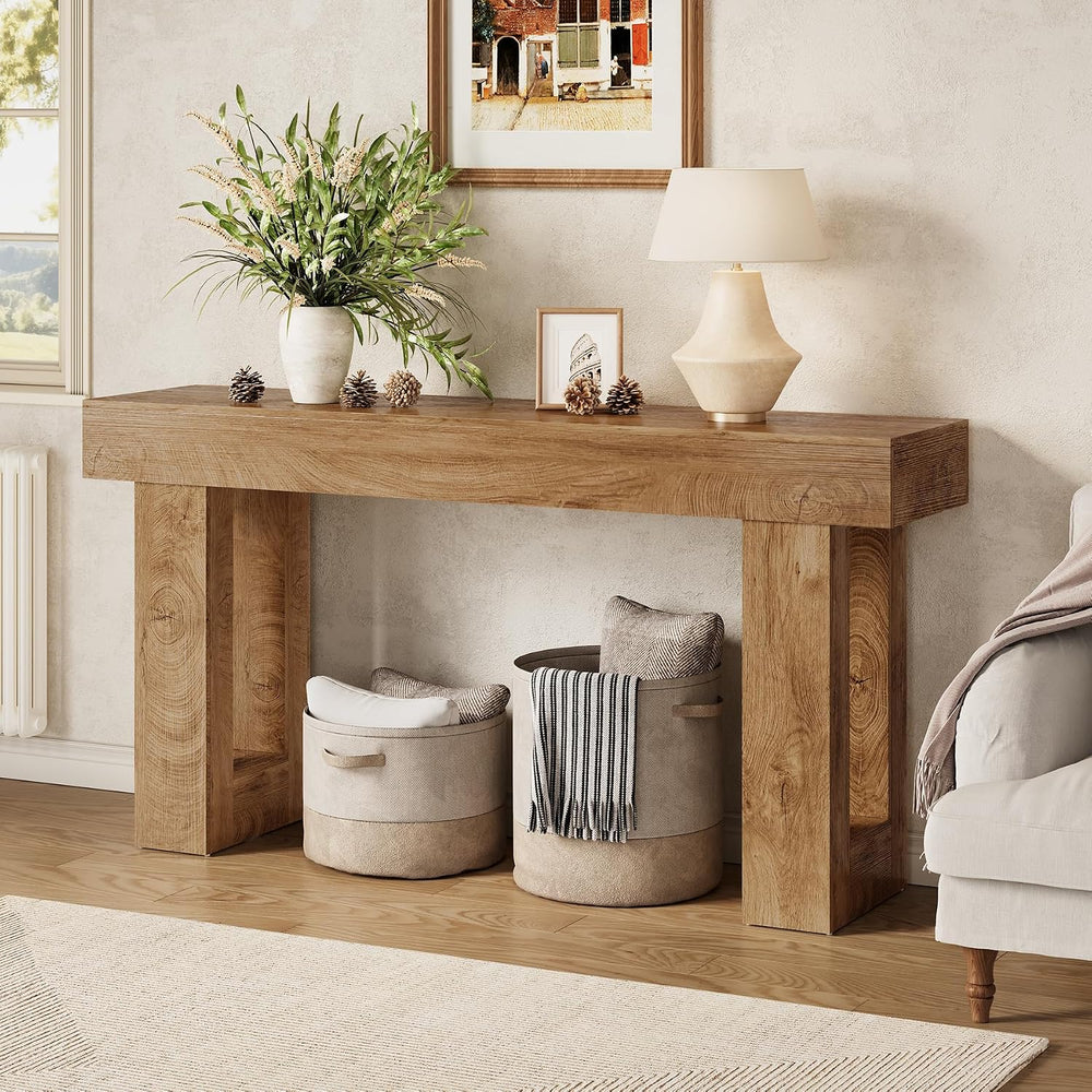 LITTLE TREE 63 Inches Long Sofa Table, Farmhouse Console Table for Entryway, ...