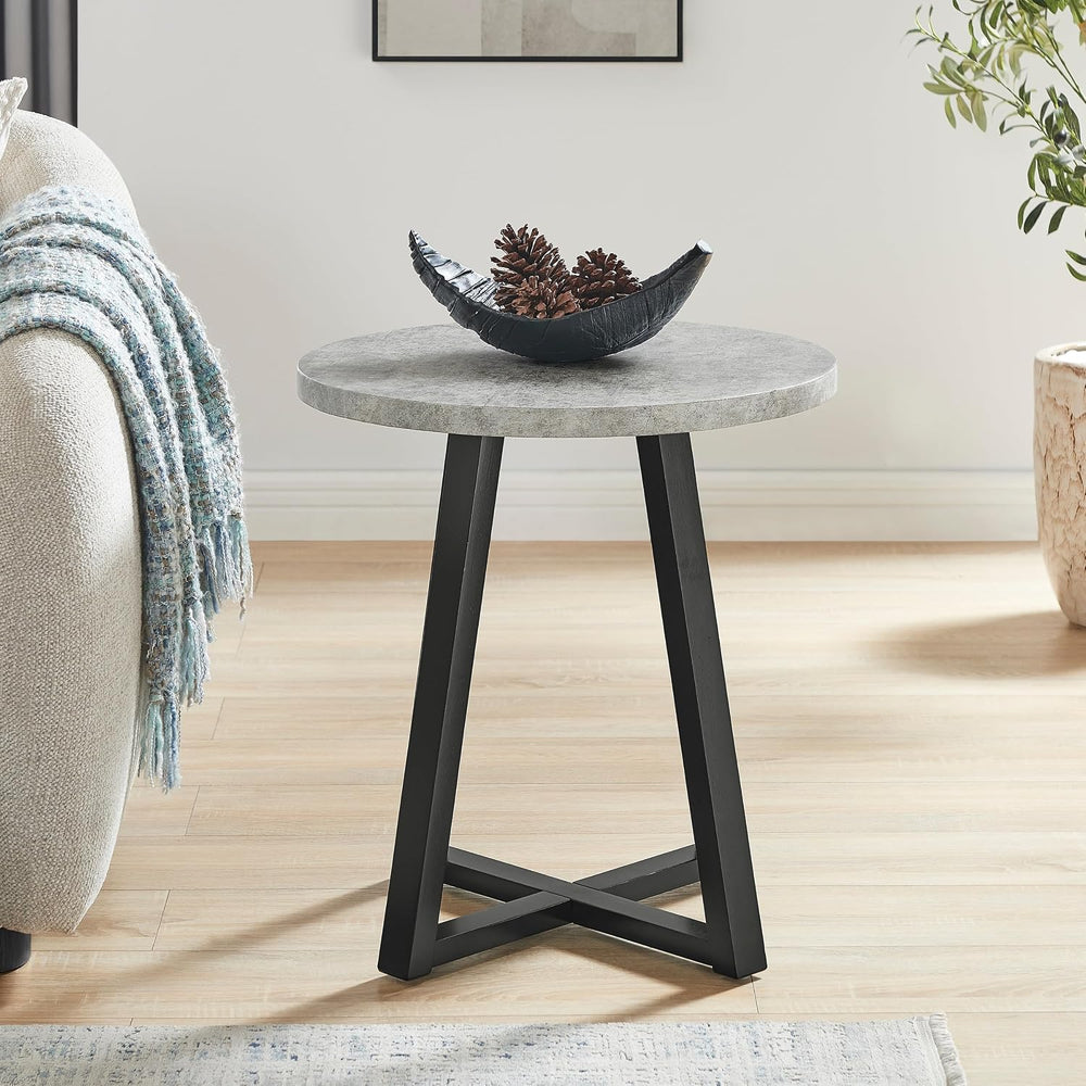 Polay Coffee Table Set 3-Piece Oval Wood with 2 Round End Tables | Modern 3-p...