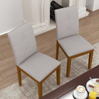 DAGONHIL Dining Chairs Set of 2, Modern Upholstered Fabric Dining Room Chairs, Armless Kitchen Chairs with Wood Legs and Padded Seat for Living Room, Bedroom, Kitchen (Grey)
