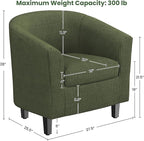 Yaheetech Corduroy Barrel Chairs Set of 2, Upholstered Club Chairs Accent Chairs, Round Armchairs Waiting Room Chairs with Soft Cushion for Living Room Bedroom Reading Room, Dark Green