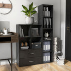 Homes: Inside + Out Apexa 4-Cube Storage Organizer Shelves, Stackable Wood Bookcase Fits Cubby Bins for Organization, Dorm Teen Room Decor & Home Office, Black