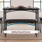 Garvee Dining Table Set for 4, Kitchen Table with Upholstered Bench and 2 Chairs, 4-Piece Wooden Dining Table Set for Apartment, Dining Room, Small Space, Black