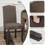 LSSBOUGHT Fabric Dining Chair Upholstered Parsons Kitchen Chair with Copper Nails and Solid Wood Legs for Dining Room,Restaurant (Taupe, 2PCS)