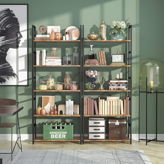 NUMENN 5 Tier Bookshelf, Tall Bookcase Shelf Storage Organizer, Modern Book S...