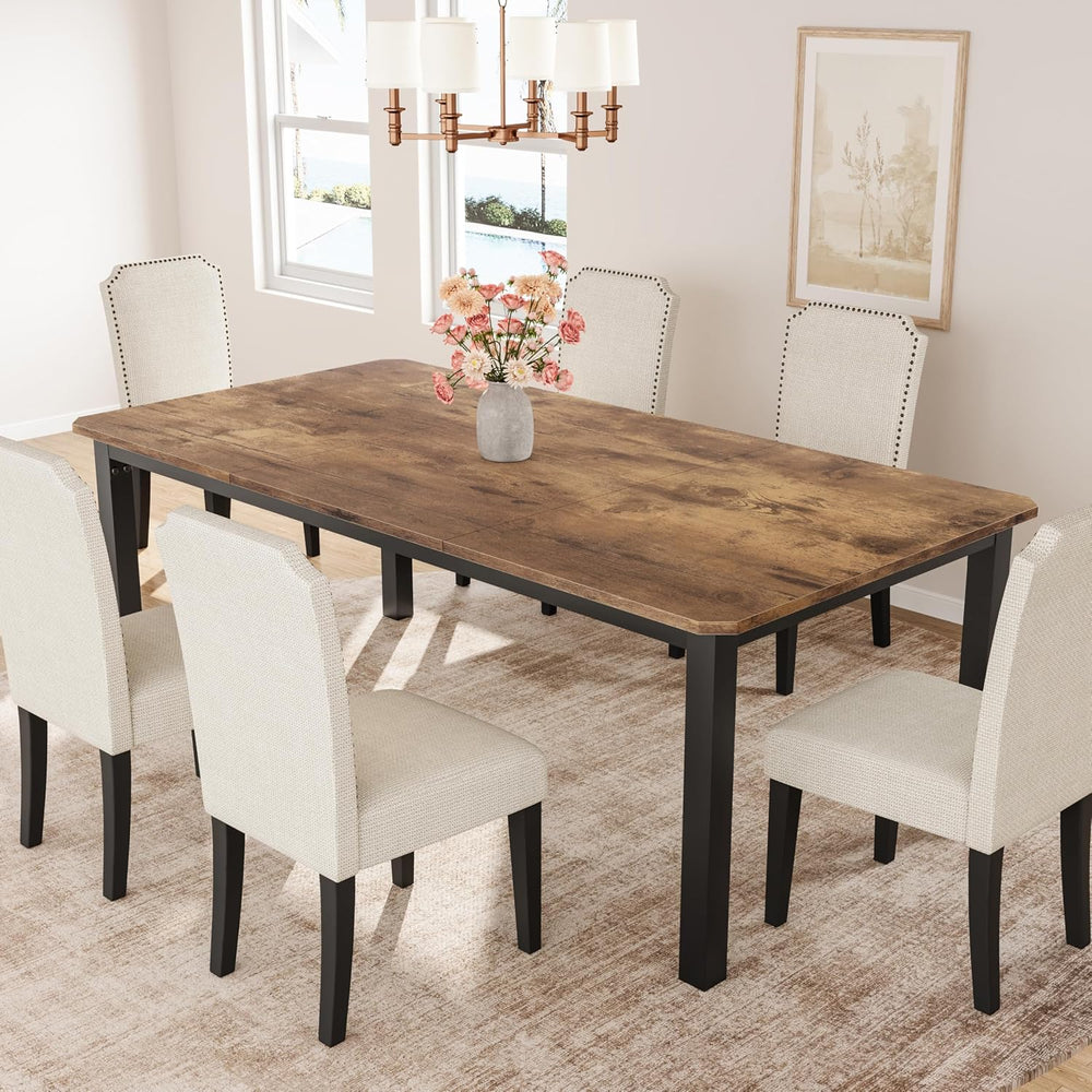 Garvee 78.7″ Dining Table for 8-10 People for Dining Room,Brown(Only Table) |...