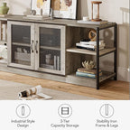 IDEALHOUSE Farmhouse TV Stand for 65/75 Inch TVs, Entertainment Center with Storage Cabinet, Industrial Media Console Table, Furniture for Living Room, Grey