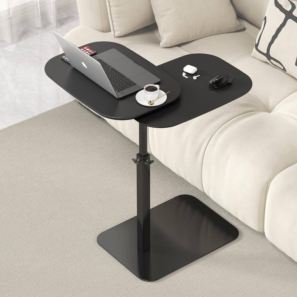 Adjustable Height C Shaped Side Table, 360°Swivel C Shaped End Table, Double ...