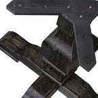 F53-11-TP - Wood Dining Table with Acacia Wood Round Tabletop, Sand Blasted Black Finish