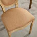 French Country Dining Chairs Set of 2,Farmhouse Upholstered Dining Room Chairs with Round Back and Solid Leg,Fabric Kitchen Side Chairs for Kitchen/Bedroom/Dining Room,Tan
