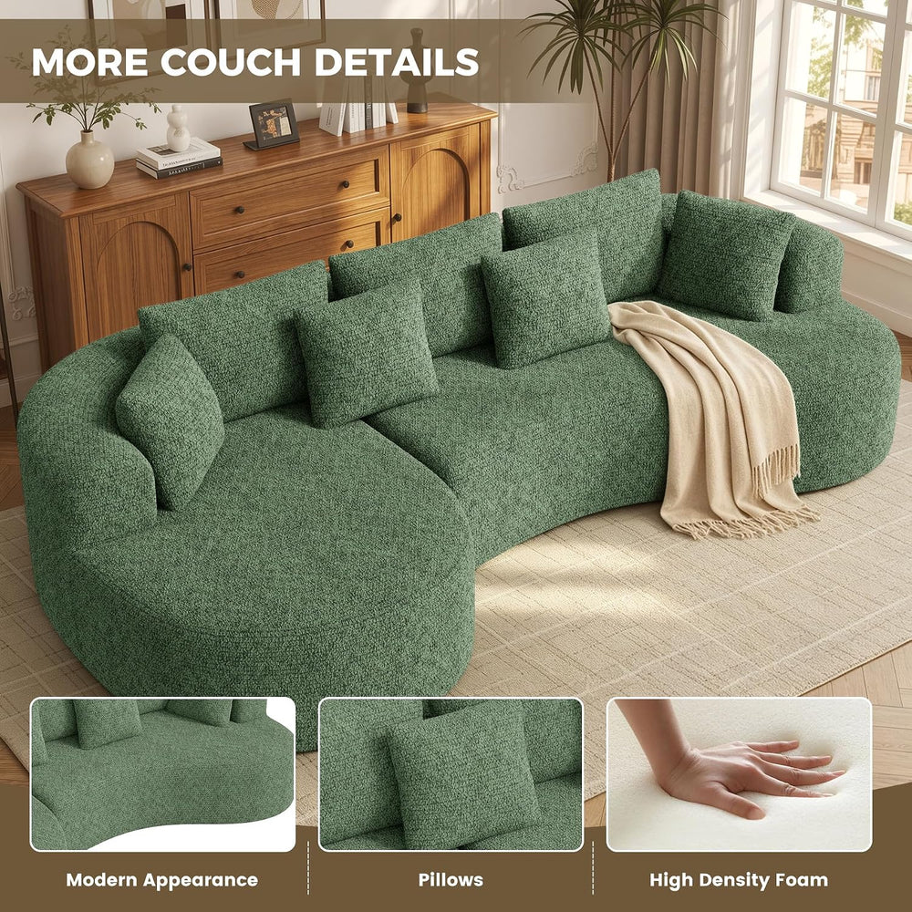 126" Oversized Curved Sectional Sofa for Living Room, Modern Couch with ...