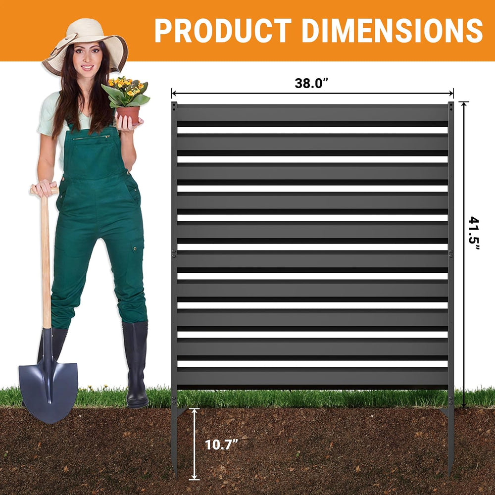 CJF 42" H x 38" W Metal Air Conditioner Fence, No Dig Outdoor Priva...